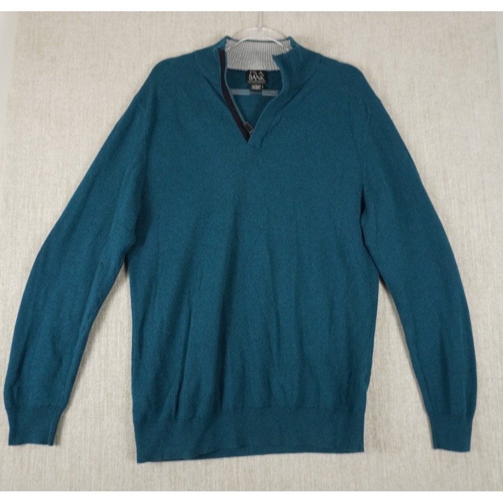 Jos. A. Bank Executive Collection Teal Blue Mens Pullover 1/4 Zip Cotton Large